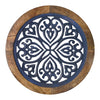 Distressed Wood Framed Round Navy Blue Wall Accent Medallion Art - 16"